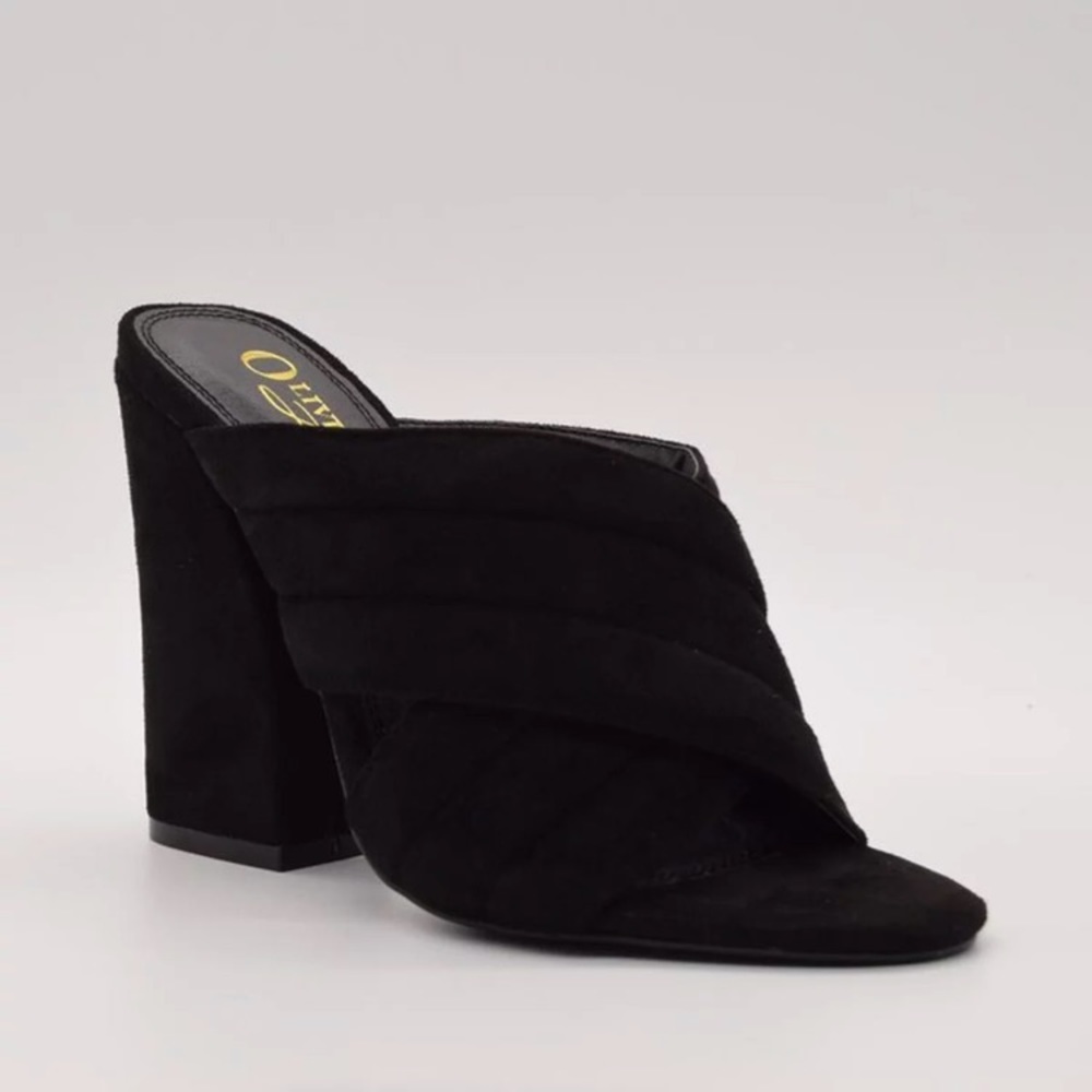 Olivia Jaymes Vicky Black Suede Sandal Heels